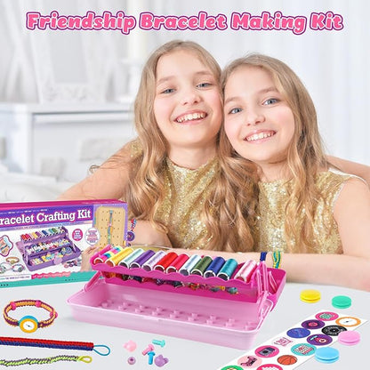 Hewaurorion Friendship Bracelet Making Kit Toys, Arts and Crafts String Maker Tool for Kids Ages 8-12, Bracelet DIY Christmas Birthday Present Gifts for Teen Girls (Rose)