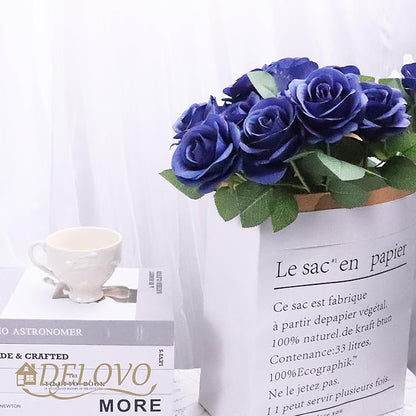 52pcs Navy Blue Roses Artificial Flowers Fake Flowers Silk Roses with Stems for DIY Wedding Bouquets Bridal Shower Centerpieces Arrangements Party Decorations