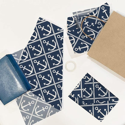 Nautical Anchors Printed Tissue Paper for Gift Bags or Boxes and Wrapping - Bulk Decorative Art Tissue Paper for Packaging and Gifting | 24 Sheets 20" x 30"