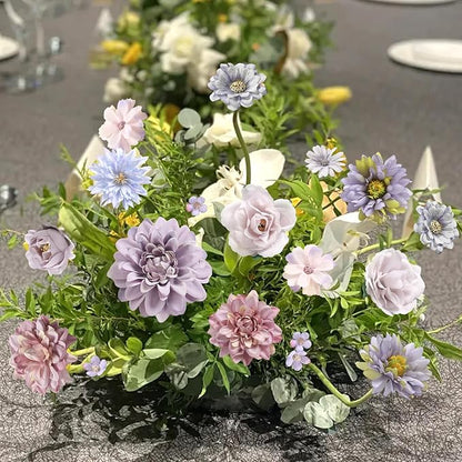 YYHUAWU Artificial Flowers Heads Combo Purple Flowers Mix Silk Flowers Dahlia Roses for DIY Wedding Bridal Bouquets, Baby Shower, Floral Arrangement, Table Centerpieces, Home Decorations.