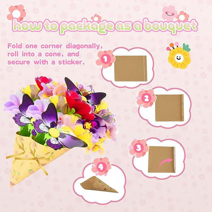 Nicella Fabric Flower Bouquets Toys,Flower Making Kit-DIY Craft Kits Toys for Kids,DIY Build Your Flowers Bouquet, Arts and Crafts for 3 4 5 6 7 8+Year Old Girl Birthday Gifts Ideas