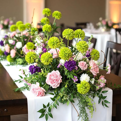 12 Pcs Artificial Chrysanthemums Flowers, Fake Silk Ball Flowers Mums Bouquets Arrangements Green Silk Flower for St Patricks Day Wedding Home Decor Table Centerpiece