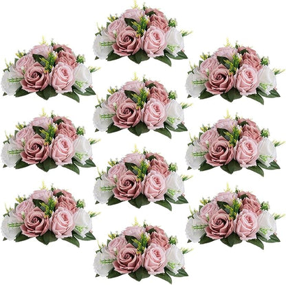 Sziqiqi Pink Flower Centerpieces for Tables Kissing Balls for Wedding - Artificial Floral Arrangement Center Piece