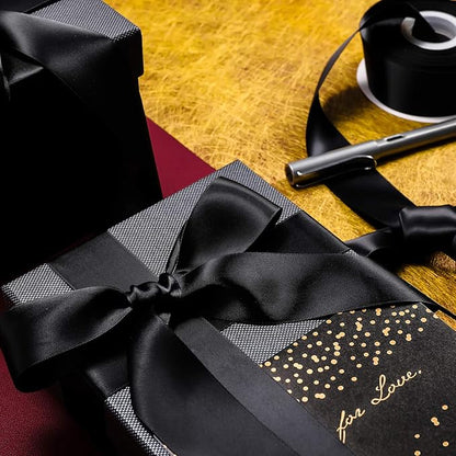 Humphrey's Craft 1 Inch Black Double Faced Satin Ribbon - 50 Yards Variety of Color for Crafts Gift Wrapping DIY Bows Bouquet Decoration Sewing Christmas Tree Wedding and Invitation Card.