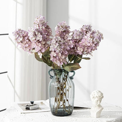 Fake Flowers Hydrangea Silk Flowers With Stems White Flowers Fake Flowers In Vase Hydrangea Artificial Flowers Winter Flowers Artificial For Decoration Vase Decor 24"（Light Purple ）8PCS Wthout Vase