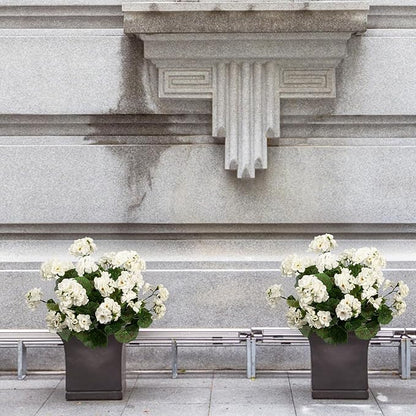 4PCS Home Decor Fake Plants Artificial Flowers Artificial Geraniums Outdoor Fake Flowers Artificial Flowers Fake Silk Bouquet, Fall Decor for Interior Porch Garden Decoration 14.4" (White)
