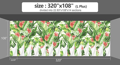 Banana Leaf Wallpaper Pink Floral Plant Girls Bedroom Botanical Flowers murals Aesthetic Room Decor Living Room tv Background Large Wall Mural - 320"x108" Not Peel and Stick