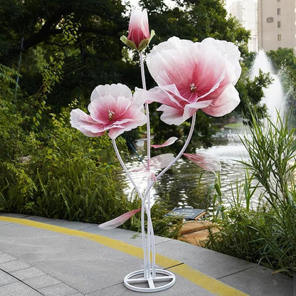Giant Flowers for Decoration,Large Fake Flower with Standing Stems and Base,Big Artificial Flowers for Home Decor,Wedding Background Decor,Shop Window Display,Banquet,Garden Party (red)