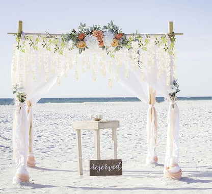 12Pack Wisteria Hanging Artificial Flowers 3.6ft Wisteria Silk Flowers Garland Fake Bushy Vine Faux Ratta String for Wedding Arch Party Garden Greenery Home Wall Backdrop Decor (Milk White)