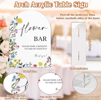 Acrylic Wedding Signs Flower Bar Sign for Reception, 6x8" Floral Themed Arch Acrylic Table Decor, Love Is In Bloom & Baby In Bloom Decorations for Baby Shower Bridal Shower Engagement Party