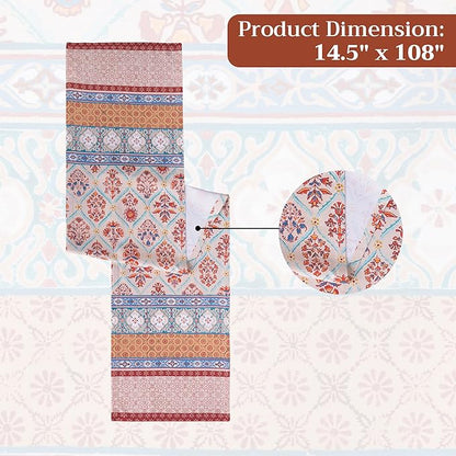 Maison d' Hermine Table Runner 100% Cotton Single Layer Table Runners 108 inches Long for Thanksgiving Christmas Decorations Home Kitchen Dining Party Wedding (Romane, 14.5" x 108")