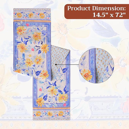 Maison d'Hermine Table Runner 100% Cotton Double Layer Table Runners 72 inches Long Decorative for Home Kitchen Dining Party Baby Shower Wedding Bridal Shower Spring Summer (Girassol, 14.50" x 72")
