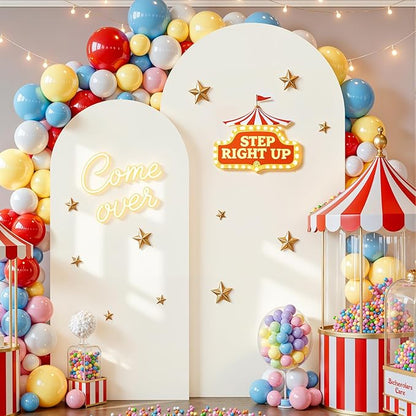 Ivory Arch Backdrop Covers - 7.2FT, 6FT Spandex Fitted Wedding Arch Stand Covers Round Top Chiara Arch Backdrop Cover for Wedding Birthday Party Decoration