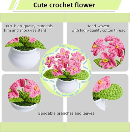 Knitting Crochet Flowers Cute Handmade Flower Gifts for Women Teacher Birthday Anniversary Valentines Christmas Coworkers Decor for Car Dashboard Home Room Office Desk Plant Accessories Things