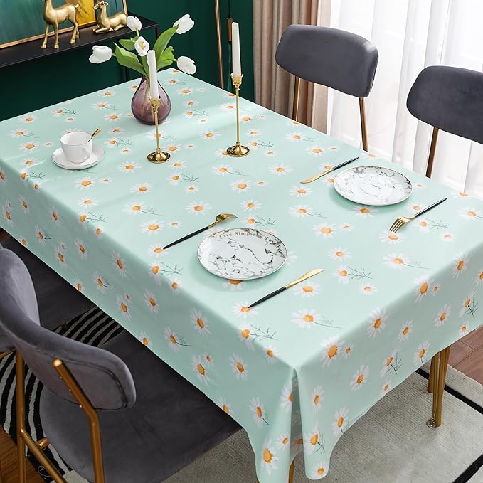 Square Table Cloth,100% Waterproof Tablecloth OilProof SpillProof Vinyl Table Cloth, Wipe Clean Plastic Table Cover for Dining, Camping, Indoor and Outdoor 54" x 54",Mum Bloom