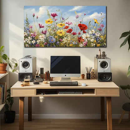 Flower Canvas Wall Art for Office Women Colorful Paintings for Wall Floral Wall Decor for Bedroom Teen Girl 24 x 48 Inch