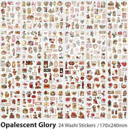 Snycler Sticker Book - 24 Sheets Vintage PET Stickers for Scrapbooking, Junk Journaling, Ephemera, and Decorative Crafts - Pre-Cut Floral Design Stickers Vintage-4