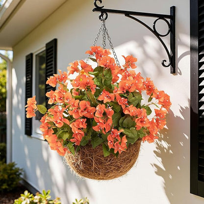 4 Pcs Artificial Flowers Bougainvillea Outdoor Artificial Plants Faux Flowers with Stems Silk Flowers for Wedding Porch Living Garden Decor(4PCS,Orange)