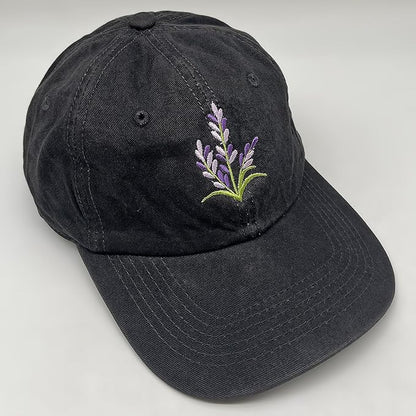 Cute Flower Hat, Elegant Floral Embroidered Adjustable Baseball Cap for Men Women, Gifts for Flower Lovers, Black