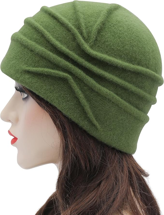 ZLYC Women Wool Cloche Bucket Hat 1920s Vintage Dress Winter Hats with Flower Accent