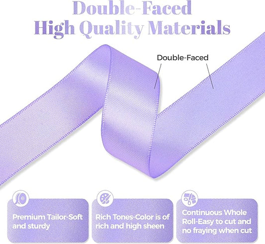 Lilac Satin Ribbon, Double Faced 7/8 Inch X 25 Yards Lilac Ribbon, Premium Satin Ribbon for Gift Wrapping, Crafts, Hair Bow Making, Sewing, Flower Bouquet, Wedding Party Decor