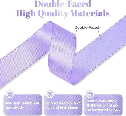 Lilac Satin Polyester Ribbon, 7/8 Inch X 50 Yards, Premium Double Faced Satin Ribbon for Gift Wrapping, Crafts, Wedding Decor, Special Occasions