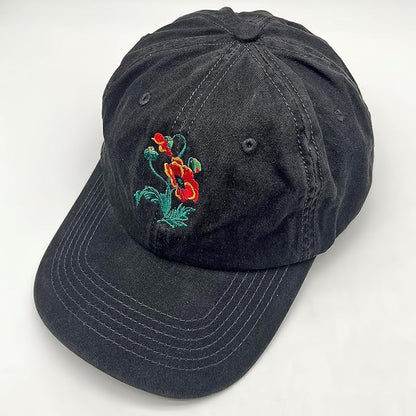 Cute Flower Hat, Elegant Floral Embroidered Adjustable Baseball Cap for Men Women, Gifts for Flower Lovers, Black