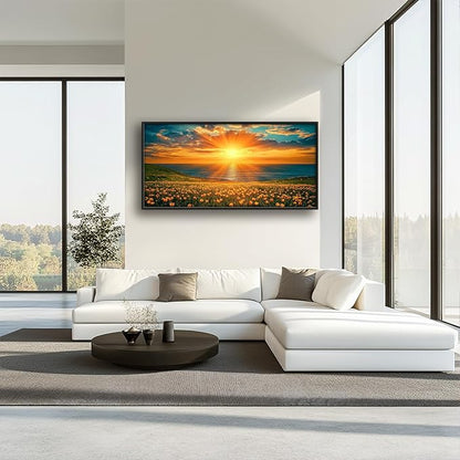 Tulip Flowers Large Wall Art Coastal Floral Landscape Pictures Wall Decor Ocean Canvas Prints Painting Framed Artwork Home Decorations above Bed for Bedroom Living Room Kitchen Dining Room 60"x30"
