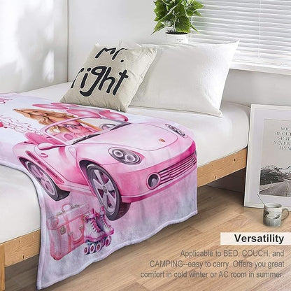 Birthday Blanket Birthday Gifts for Girls Women Pink Throw Blanket for Kids Adults Soft Warm Cozy Fleece Blanket for Couch Sofa Bed 60"x80"