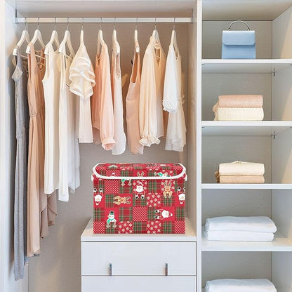 Christmas Baskets Collapsible Storage Bins with Lids, Christmas Snowman Santa Snowflake Storage Boxes Clothes Baskets for Organizing