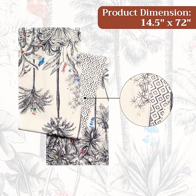 Maison d' Hermine Table Runner 100% Cotton Double Layer Table Runners 72 inches Long for Thanksgiving Christmas Decorations Home Kitchen Dining Party Wedding (Amazonia, 14.5" x 72")