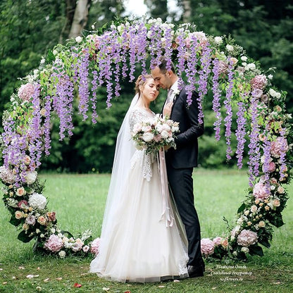 24 Pack Light Purple Wisteria Hanging Flowers Garland, 3.77 Feet Artificial Flower Vines, Fake Wisteria, Artificial Vines Hanging Garland for Backdrop Outdoor Yard Garden Decor