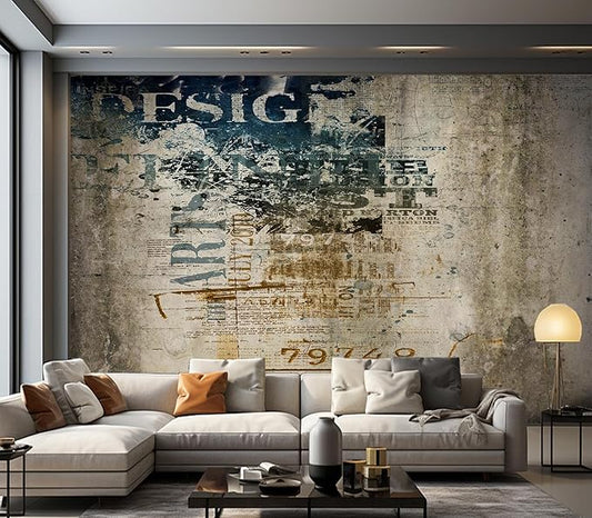 Eierme-Grunge Background with Text Mural Wallpaper Peel and Stick 160" x 114"