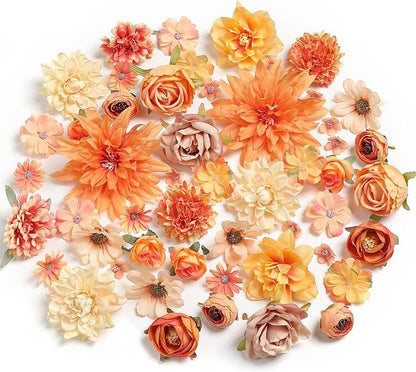 YYHUAWU Faux Flower Heads Mini Artificial Flower Heads Fake Peony Daisy Rose Flowers Multicolor Small Silk Daisy Flower Heads for Craft Garland Wedding Party DIY Home Decoration