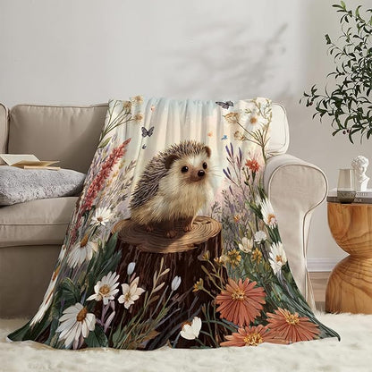 Hedgehog Blanket Cute Hedgehog Throw Blanket Soft Cozy Fleece Fuzzy Stuffed Plush Flannel Gifts for Girls Women Boys Kids Adults 40''x50''