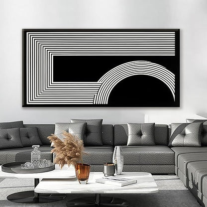 TAIJXAGSG Large Abstract Wall Art Black And White Wall Art Geometric Line Print Painting Artwork Canvas Art Wall Decor Simple Picture Artwork For Living Room Bedroom Office Home Decor 29"X 58"