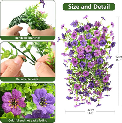 Artificial Faux Flowers Plants for Outdoor Spring Summer Decoration, 2PCS Fake Silk Daisy Flowers No Fade UV Resistant Realistic for Outside Home Planter Porch Patio Balcony Yard Decor (Purple)