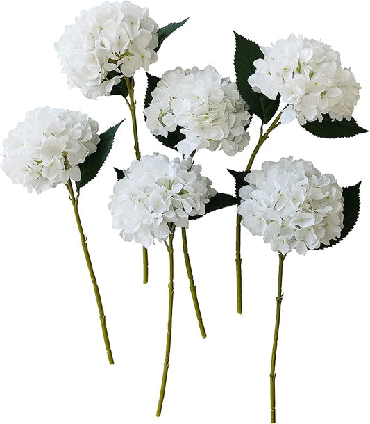 Hydrangea Artificial Flowers,Faux Hydrangea Flowers,Artificial Hydrangeas Flowers with Stems,Fake Hydrangeas,Silk Hydrangeas Flowers with Stems for Home Decor (10, White)