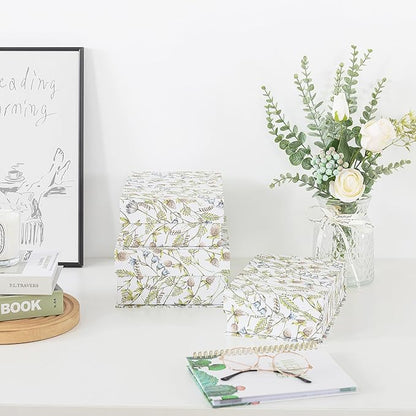Soul & Lane Decorative Cardboard Storage Boxes, Set of 3 Floral Pattern Keepsake Boxes with Magnetic Closure, Nesting Memory Storage for Organizing and Home Décor, Wild Garden