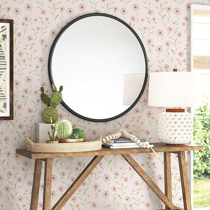 393.7"x17.3" Floral Peel and Stick Wallpaper Pink Wallpaper Stick and Peel for Bedroom Decorative Wall Paper