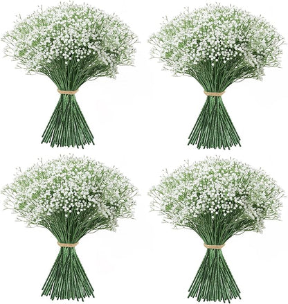 60Pcs Babys Breath Artificial Flowers, White Gypsophila Real Touch White Flowers Artificial Bulk, DIY Wedding Flower Bouquet, Fake Babies Breath Flowers Long Stems for Home Decor