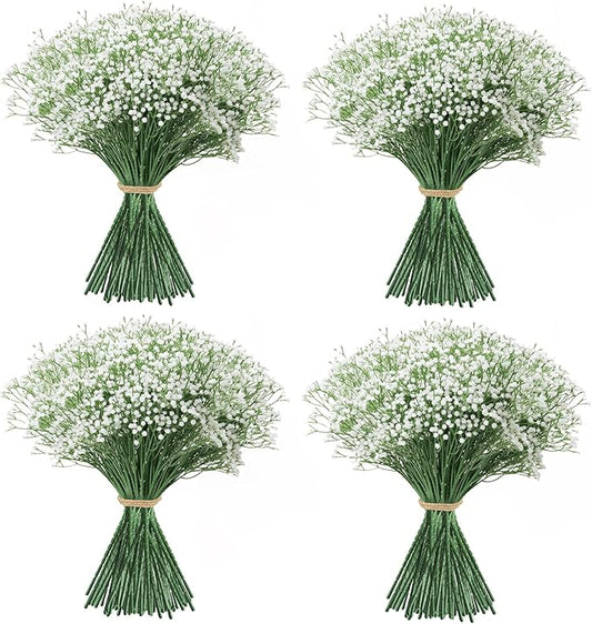 60Pcs Babys Breath Artificial Flowers, White Gypsophila Real Touch White Flowers Artificial Bulk, DIY Wedding Flower Bouquet, Fake Babies Breath Flowers Long Stems for Home Decor