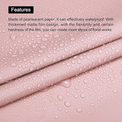 MECCANIXITY 20 Pcs Flower Wrapping Paper 22.8x22.8 Inch Waterproof Florists Wrapping Paper for Florist Bouquet Supplies, DIY Crafts, Gift/Gift Box Packaging Gray Pink