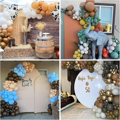 Togvu Brown Balloons Different Sizes, 123 Packs Boho Brown Balloons, Pack of 18 12 10 5 Inch Neutral Tan Brown Balloons Garland Arch Kit for Birthday Baby Shower Bear Theme Party Decoration, Khaki