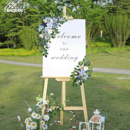 Pack of 2 Artificial Flowers for Backdrop Decoration, Wedding Arch Flowers,Reception Welcome Sign, Eucalyptus Garland, Suited to Aisle Decor and Wedding Arches(Blue)