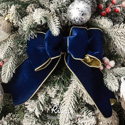 Ribbli Navy Velvet Wired Ribbon 4 Inch Luxury Matte Velvet Christmas Ribbon for Gift Wrapping Christmas Tree Decoration Crafts Wreaths Supplies - 10 Yards