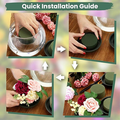 Lageza Pack of 6 Round Floral Foam Blocks (4.5” X1.5”) Dry & Wet Green Flower Foam Blocks for Fresh & Artificial Flower Arrangements, Party Decorations, Florist Supplies (Size: 4.5 Inch)