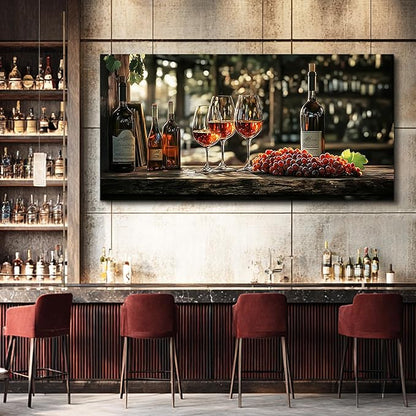 hyidecorart Dining Room Wall Art Wine Glass Canvas Wall Pictures Kitchen Art Wall Decor Still Life Goblet Prints Painting Landscape Poster Bar Living Room Office Artwork Modern Home Decoration 24x48