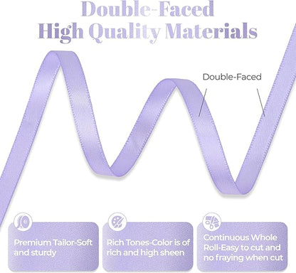 Lavender Satin Ribbon, Double Faced 1/4 Inch X 25 Yards Lavender Ribbon, Premium Satin Ribbons for Gift Wrapping, Crafts, Hair Bow Making, Sewing, Flower Bouquet, Wedding Party Decor