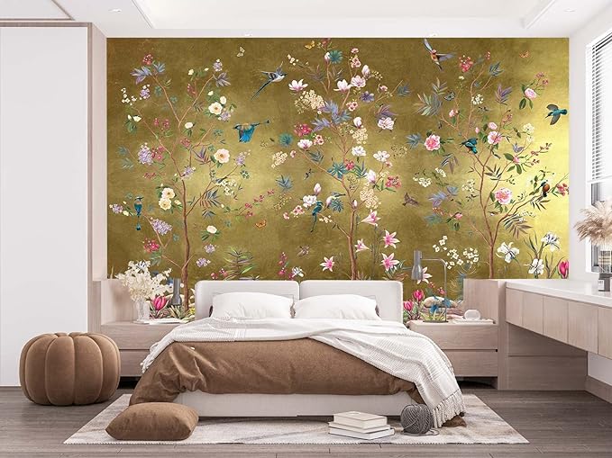 Wall Mural 3D Wallpaper - Flowers and Birds Design, 158"x110" (Not Self-Adhesive)